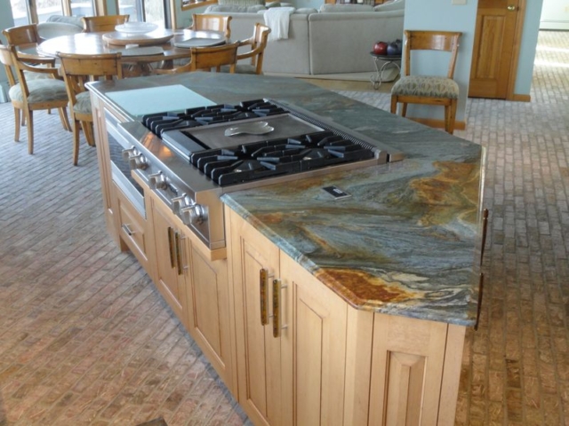 Kitchen remodeling, island with marble countertop