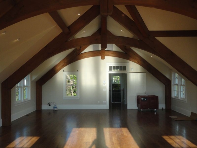 Exposed beam ceiling in remodeled home