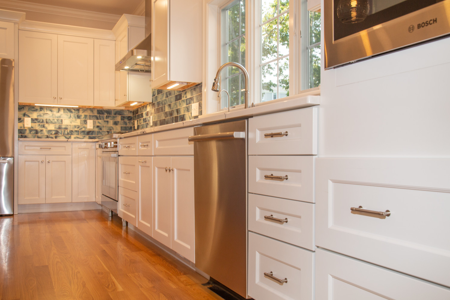 Closeup view of kitchen cabinets