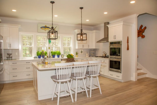 Kitchen island of remodeled home