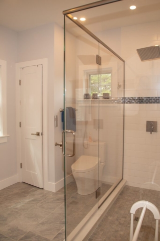 Glass shower in remodeled bathroom