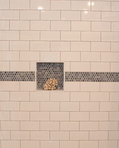 Tile detail in remodeled shower
