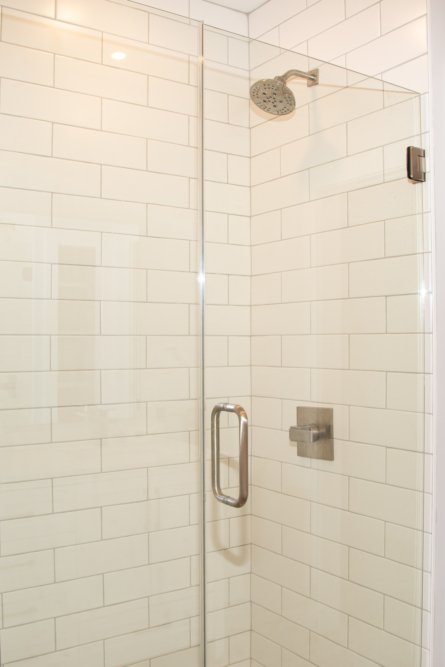 Glass shower in remodeled bathroom